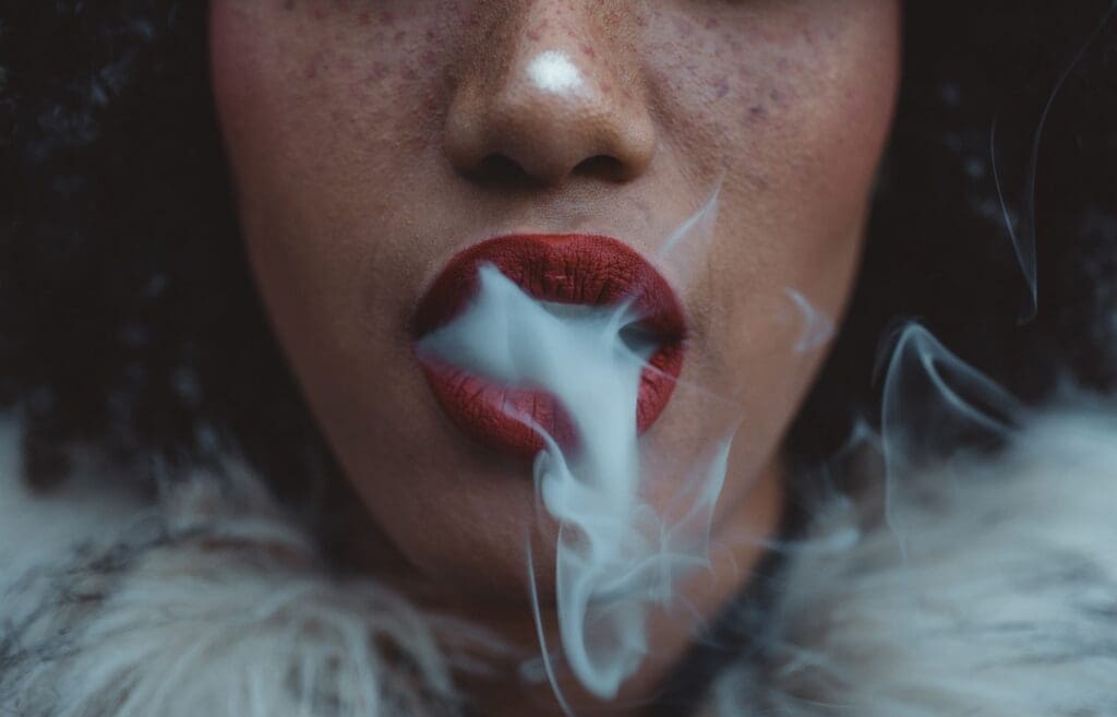 exhaling cannabis smoke